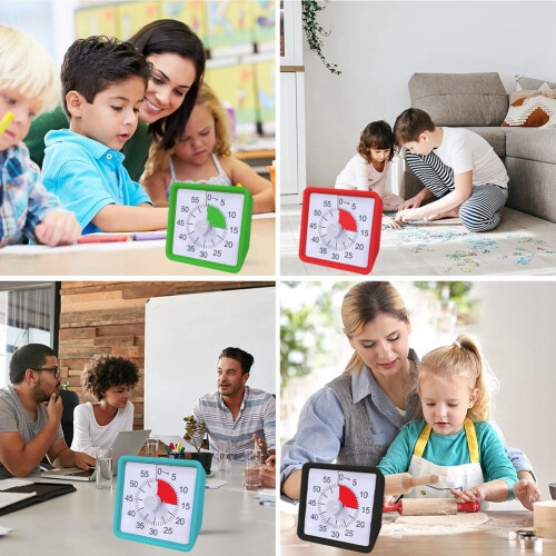60 Minute Visual Timer for Kids, Visual Countdown Timer for Office Kitchen Pomodoro Timer with Silent Operation Black 1
