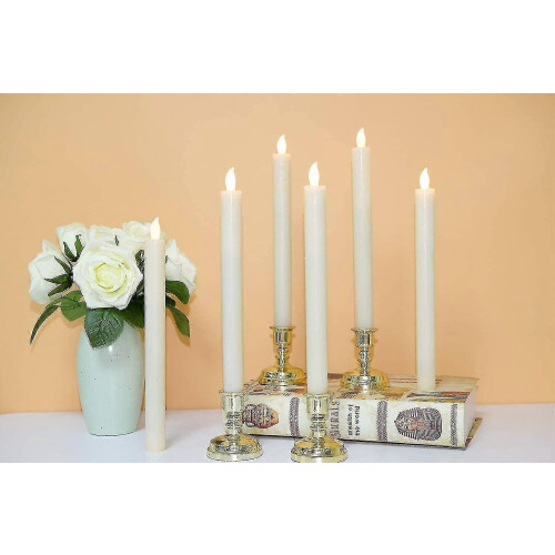 6 Pack Battery Operated Led Candles with Remote and Timer, Real Wax Flickering Warm White Light 1