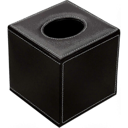 Genuine Leather Tissue Holder, Square Paper Dispenser, Brown Color 1