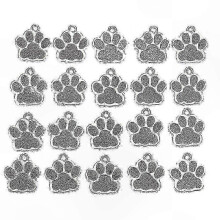 Pet Collar ID Tags, 20 Pcs Paw Shape Alloy Pendants, Decorative Pet Accessories