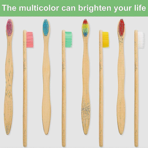 40 cepillos de dientes de bambú, cepillo de dientes de carbón, cepillo de dientes biodegradable, cepillos de dientes de bambú natural c 2