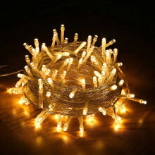 (Warm White) Christmas String Lights Indoor Outdoor, 33FT 100 LED Extendable Clear Wire 8 Modes Plug in for Christmas Tree Holiday Party Gar
