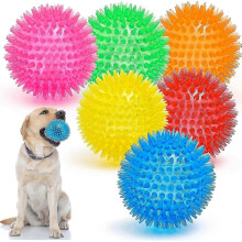 6er-Pack quietschende Hundebälle, 3,5 cm Kauspielzeug für Welpen und Hunde, ungiftige, BPA-freie Stachelbälle, robustes Beißspielzeug f