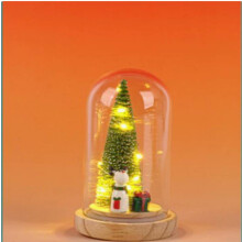 Mini décoration lumineuse en bois et verre, idéale pour Noël. Cadeau de Noël. Couvercle en bois et verre. Mini ornement lumineux pour s