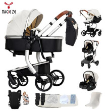 Carro Magic ZC Carro 3 en 1 Cuero PU impermeable Carro para bebé Carro Trio Gran espacio de almacenamiento Siete regalos