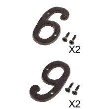 4x Türschilder aus Metall mit Hausnummer für die Außenseite von Gebäuden und Cafés