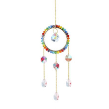 Kristall-Sonnenfänger, hängendes Windspiel im Garten-Regenbogen-Stil, handgefertigt, vergoldet
