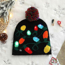 Kerstmutsen met knipperende lichtjes, gebreide muts voor volwassenen en kinderen, kerstmuts met LED-verlichting, nieuwjaarsfeest, kerst
