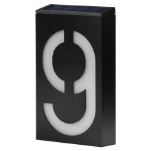 Letrero luminoso LED solar para exteriores con número, para casa, hotel, tienda, puerta, dirección (Número 9)