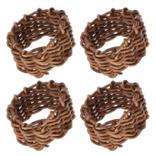 Light Brown Decorative Napkin Ring Woven Napkin Buckle for Home 4Pcs