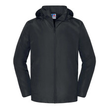 (3XL, Black) Russell Mens Essential Waterproof Hooded Jacket