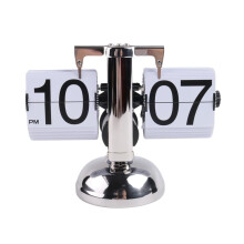 Flip Digital Clock -Small Scale Table Clock Retro Flip Clock Flip Internal Gear Operated Quartz Clock One Leg Clock Home