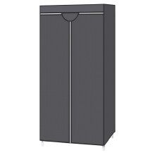 Foldable Fabric Wardrobe - Canvas - Black - Portable Closet Organizer with Hanging Rail and Shelves