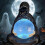 Grim Reaper Statue with Flying Bats Crystal Ball,LED Light Grim Reaper Water Globe Halloween Decor 2