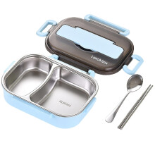 1 set Bento Box met meerdere vakken, draagbare roestvrijstalen lunchbox met afsluitbaar deksel voor