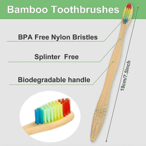 40 cepillos de dientes de bambú, cepillo de dientes de carbón, cepillo de dientes biodegradable, cepillos de dientes de bambú natural 1