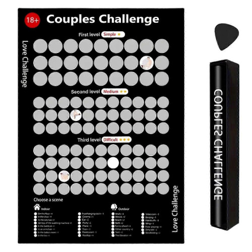 Couples Scratch Off Poster Date Night Challenge Ideas Romantic Wall Art Gift for Partners