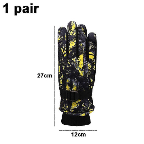 Gants de ski d'hiver imperméables et coupe-vent, doublés, chauds et unisexes - B 1