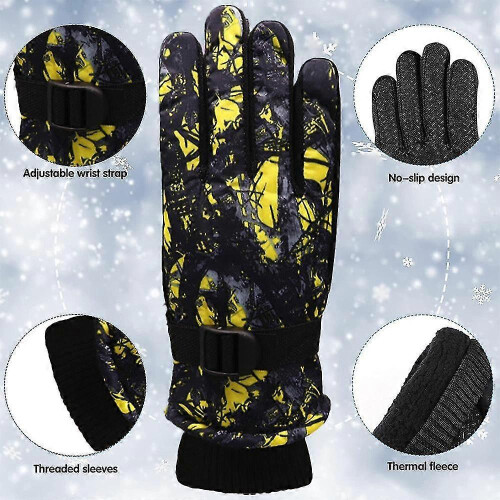 Gants de ski d'hiver imperméables et coupe-vent, doublés, chauds et unisexes - B 2