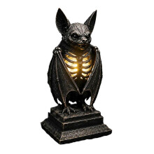 Gothic Raven Skeleton Lamp - Vintage Resin LED Night Light compatible with Halloween Tabletop