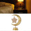 Moon Lamp Tabletop LED Night Light with Iron Openwork Pattern Hanging Moon Shape Decorative Rattan Stars Ambient Light 3