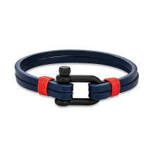 23 cm Herren-Armband mit U-förmigem Bügel und doppellagigem Leder
