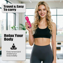 Masajeador personal portátil inalámbrico tipo varita, resistente al agua, recargable por USB, con múltiples modos de vibración, dispos