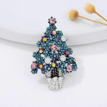 New Year Crystal Brooch for Women Men Fashion Rhinestone Christmas Tree Snowflake Wreath Brooch Pins Badge Xmas Jewelry
