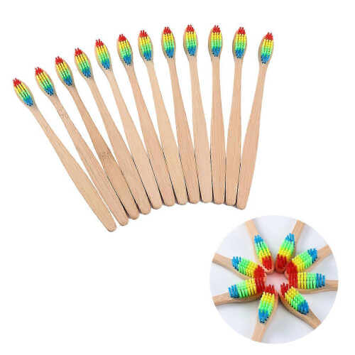 Cepillo de dientes biodegradable con cerdas iridiscentes de bambú para el cuidado dental 2