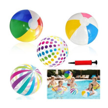 Palloni da spiaggia gonfiabili portatili, 4 palloni da piscina gonfiabili e 1 pompa (colore casuale), palloni da gioco in PVC morbido