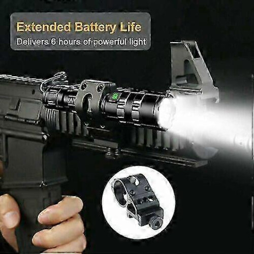 Tactical Flashlight High Lumen Super Bright LED, USB Rechargeable 5 Lighting Modes, Rail Mount with Pressure Switch 2