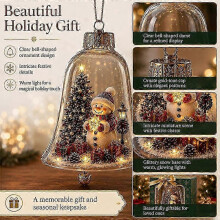 LightUp BellShaped Christmas Story Ornament, Mini Holiday Scene with Warm LED Lights, Charming Hanging Festive Keepsake for Xmas Tree &