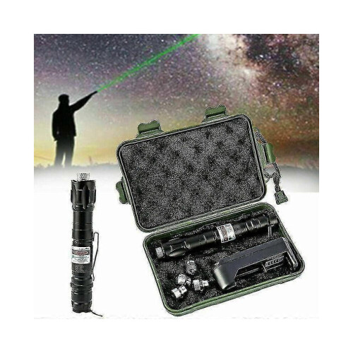 100 Miles Laser Pointer Pen 532nm Green Rechargable Visible Beam Torche with Box