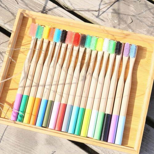 17pcs Bamboo Toothbrush Set, Soft Toothbrush, Biodegradable Natural and Eco-Friendly