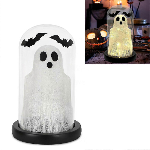 Ghost in Dome Night Light – Battery Operated Warm LED – for Mantel Tabletop Decor 1