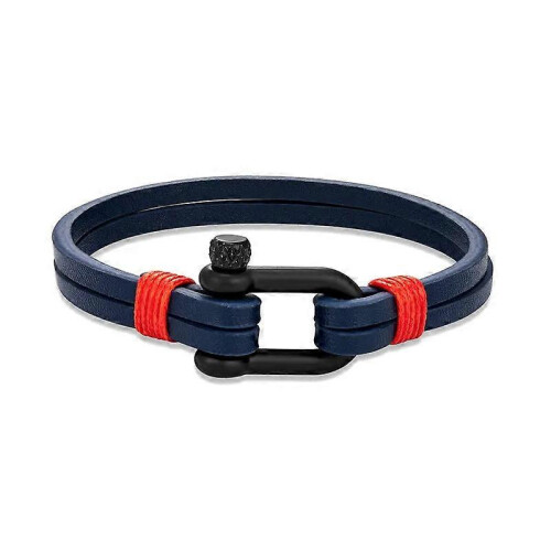 23 CM Mens U Shape Shackle Bracelet Double Layer Leather Bracelets