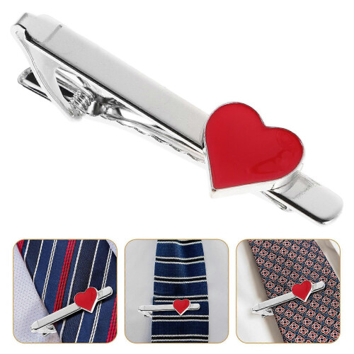 Alloy Valentines Day Tie Clip for Men Heart Shaped Accessory 2