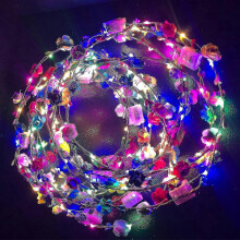 12pcs Led Flashing Flower Headbands - Party Gift Mixed Colours Light Up Glow Hairbands, Hair Wreath Blinking Garlands, Halloween Christ