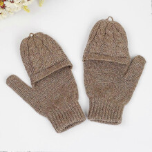 Women Knitted Thicken Soft Gloves Flip Hand Warmer Mittens Half Finger 1 Pair