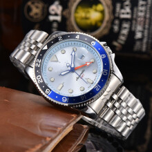 (Style M) Men's Automatic GMT Diver Watch, Orange Dial Rotating Bezel, Luminous Hands Date Stainless Steel Sports Wrist Watch