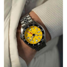 (Style F) Men's Automatic GMT Diver Watch, Orange Dial Rotating Bezel, Luminous Hands Date Stainless Steel Sports Wrist Watch
