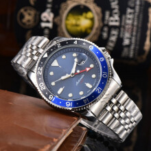 (Style H) Men's Automatic GMT Diver Watch, Orange Dial Rotating Bezel, Luminous Hands Date Stainless Steel Sports Wrist Watch