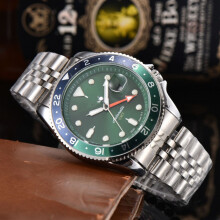(Style J) Men's Automatic GMT Diver Watch, Orange Dial Rotating Bezel, Luminous Hands Date Stainless Steel Sports Wrist Watch