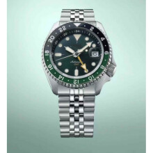 (Style C) Men's Automatic GMT Diver Watch, Orange Dial Rotating Bezel, Luminous Hands Date Stainless Steel Sports Wrist Watch