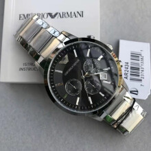 (Black Silver) Men's Chronograph Watch, Stainless Steel Band Dark Blue Dial, Multi Sub-dials Date Display Business Casual Wristwatch