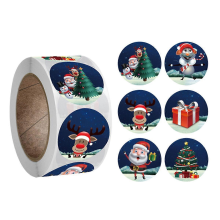 Weihnachtsaufkleber, rund, selbstklebend