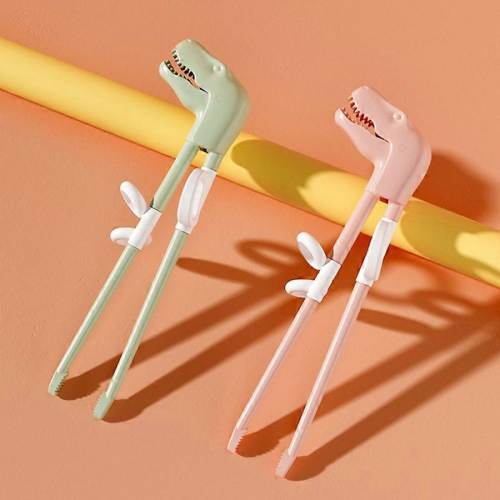 3Pcs Dinosaur Design Training Chopsticks Jagged Head TPR Healthy Safe Training Chopsticks Helpers 2