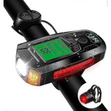 Ensemble d'éclairage pour vélo avec compteur de vitesse, ordinateur de vélo rechargeable par USB, sonnette, phares avec 5 modes d'éclai