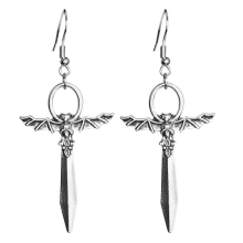 Boucles d'oreilles pendantes punk chauve-souris épées, boucles d'oreilles gothiques chauve-souris, cadeau d'Halloween