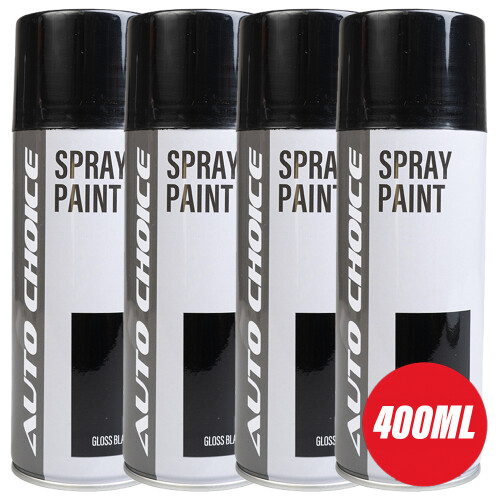 Rapide PACK OF 4 LARGE 400ml AUTO BLACK GLOSS SPRAY PAINT